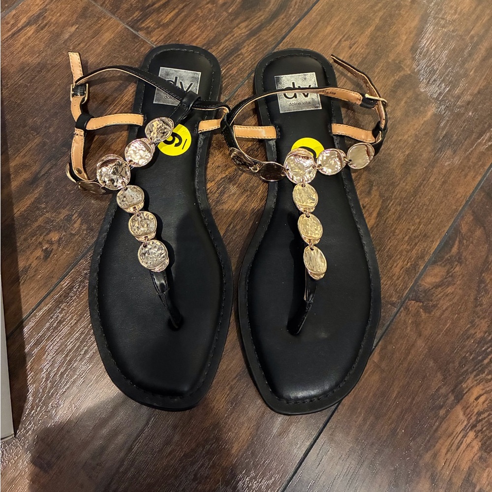 Dolce vita black and gold sandals with box.